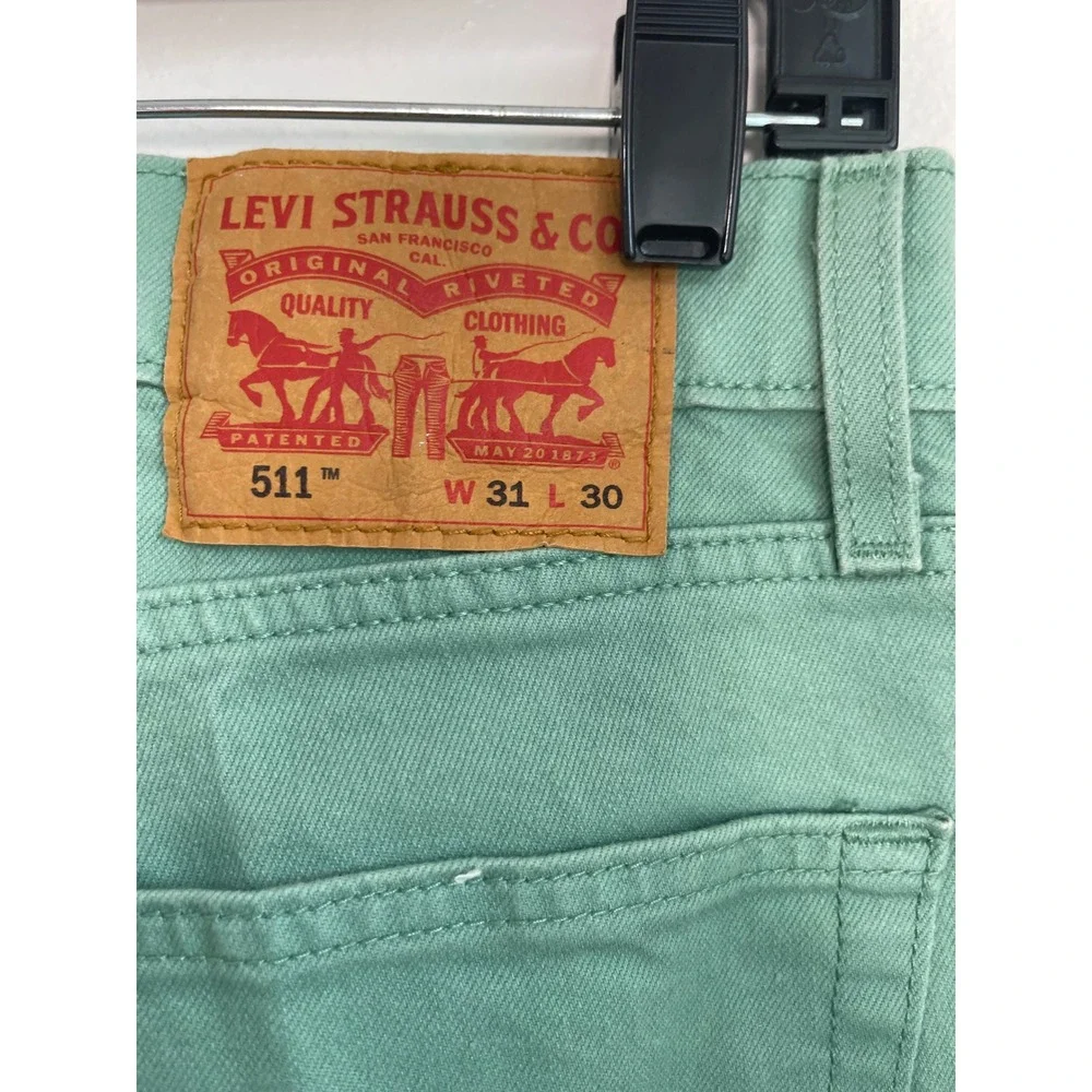 Levis 511 Slim Fit Pants Mens 31x30 Mint Green Twill Chino Jeans 04511-5120